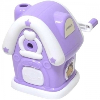 Точилка deVENTE  механическая Домик резной, 9,9х10,8х11,7 см, 1 отверстие, с контейнером, сиреневая, арт. 4071004