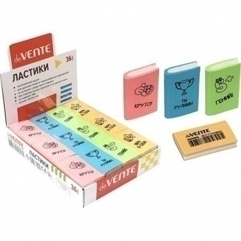 Ластик deVENTE Book 42*25*7мм , цветной, синтетический каучук арт. 8030906 Ластик deVENTE Book 42*25*7мм , цветной, синтетический каучук арт. 8030906