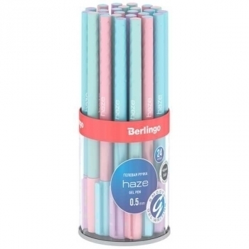 Ручка гелевая Berlingo Haze 0,5мм, черная, прорезин. корпус, корпус ассорти арт.CGp_50215
