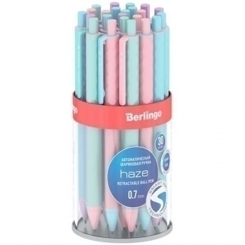 Ручка шариковая автоматическая Berlingo Haze 0,7мм, синяя, прорезин. корпус, корпус ассорти арт.CBm_70956