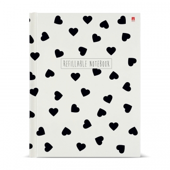 Тетрадь А5 80л на кольцах Альт BLACKWHITE. СЕРДЕЧКИ, 7БЦ со сменным блоком арт.7-80-081/24 Тетрадь А5 80л на кольцах Альт BLACKWHITE. СЕРДЕЧКИ, 7БЦ со сменным блоком арт.7-80-081/24