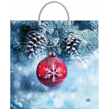 Мешок  новогодний 36х37см ПВД 100мкм с пластиковой ручкой, Морозное настроение  арт.н00225508 Мешок  новогодний 36х37см ПВД 100мкм с пластиковой ручкой, Морозное настроение  арт.н00225508