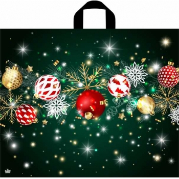 Мешок  новогодний 50х60см ПВД 60мкм с петлевой ручкой, Новогоднее мерцание арт.н00225520 Мешок  новогодний 50х60см ПВД 60мкм с петлевой ручкой, Новогоднее мерцание арт.н00225520