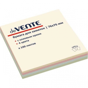 Клейкая бумага д/заметок deVENTE (76*76) 100л, 4 пастельных цв. арт.2010702 Клейкая бумага д/заметок deVENTE (76*76) 100л, 4 пастельных цв. арт.2010702
