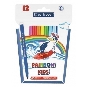 Фломастеры 12 цв.  RAINBOW KIDS (смываемые) в карт.уп. арт.7550 1202