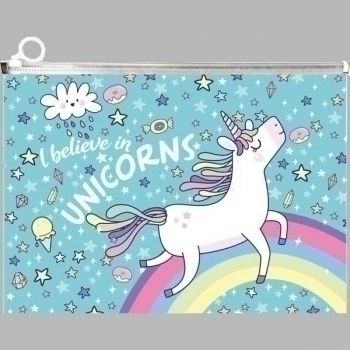 Папка на молнии А4 deVENTE (330х235х28 мм),  I believe in Unicorns 180 мкм, непрозр. с рис., арт. 3072114 Папка на молнии А4 deVENTE (330х235х28 мм),  I believe in Unicorns 180 мкм, непрозр. с рис., арт. 3072114