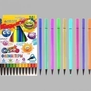 Фломастеры deVENTE 24 цв. в картонной упаковке Trio,трехгранный корпус арт.5083918