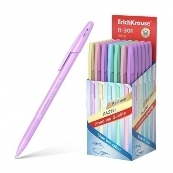 Ручка шариковая ErichKrause R-301 PASTEL Stick, 0.7мм, синяя арт.55387 Ручка шариковая ErichKrause R-301 PASTEL Stick, 0.7мм, синяя арт.55387