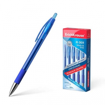 Ручка гелевая автоматическая ErichKrause R-301 Original Gel MaticGrip, 0.5, синяя арт 46814 Ручка гелевая автоматическая ErichKrause R-301 Original Gel MaticGrip, 0.5, синяя арт 46814