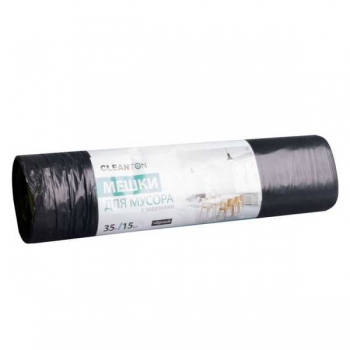 Пакет мусорный 35л (15шт) ПВД Cleanton 22мкм 51,5*53см цв. черный, с завязками арт.988910 Пакет мусорный 35л (15шт) ПВД Cleanton 22мкм 51,5*53см цв. черный, с завязками арт.988910