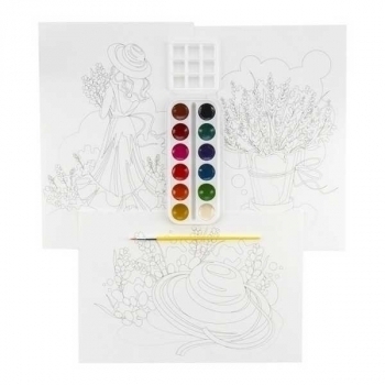 Набор для детского творчества - Скетчинг акварелью Прованс (3 основы 20*30см с нанесенным контуром) арт.Рн-032