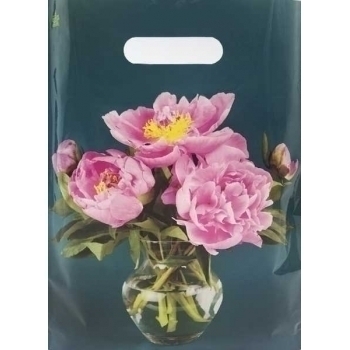 Мешок 40х31см ПВД 60мкм ламинированный с вырубной ручкой, Любимые пионы арт.н00213121