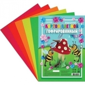 Набор цветного картона А4 5 цв. (5 л.) deVENTE, гофрир. флуоресцентный, 180г/м2, пластик. пакет с европодв., арт.8040518 Набор цветного картона А4 5 цв. (5 л.) deVENTE, гофрир. флуоресцентный, 180г/м2, пластик. пакет с европодв., арт.8040518