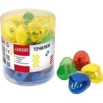 Точилка deVENTE пластмассовая, 1 отверстие, овальная с контейнером, в пластиковой тубе, ассорти арт. 4071302 Точилка deVENTE пластмассовая, 1 отверстие, овальная с контейнером, в пластиковой тубе, ассорти арт. 4071302