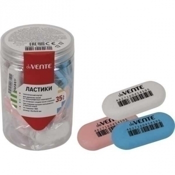 Ластик deVENTE Ellipse 45*19*10мм, цветной овальныйй, синт.каучук, в инд. упак., dust-free арт. 4070904