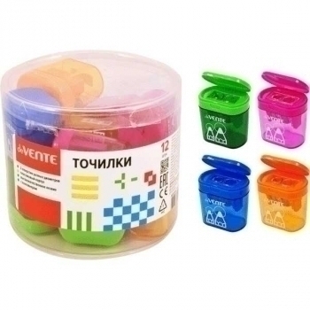 Точилка deVENTE пластмассовая, 2 отверстия с контейнером, индивидуальная маркировка арт. 8031914