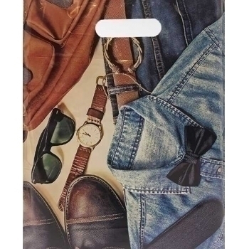 Мешок 40х31см ПВД 60мкм глянцевый с вырубной ручкой, Деним арт.н00229384