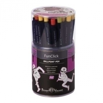 Ручка шариковая автоматическая Bruno Visconti FunClick.  Городской движ, 0,7мм, корпус ассорти, синяя арт.20-0297/05
