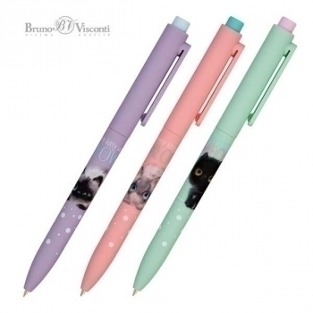 Ручка шариковая автоматическая Bruno Visconti FunClick.  Kitty life, 0,7мм, корпус ассорти, синяя арт.20-0297/07