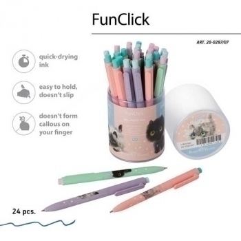 Ручка шариковая автоматическая Bruno Visconti FunClick.  Kitty life, 0,7мм, корпус ассорти, синяя арт.20-0297/07