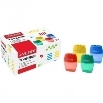 Точилка deVENTE пластмассовая, 2 отверстия с контейнером, овальная, ассорти арт. 4071100