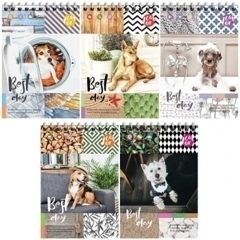 Блокнот А6 60л на гребне Питомцы. Best day в клетку арт.Б6к60гр_25989