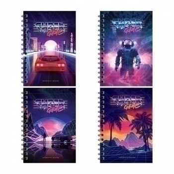 Записная книжка А6 96л на гребне Cyber game в клетку, твердая обложка, глянцевая ламинация арт.ЗКт6к96гр_46328