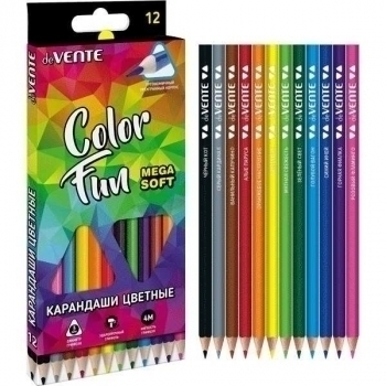 Карандаши deVENTE 12цв Color Fun 4М, трехгранные, в картонной коробке арт. 5022127 Карандаши deVENTE 12цв Color Fun 4М, трехгранные, в картонной коробке арт. 5022127