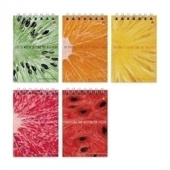 Блокнот А7 40л на гребне  EXOTIC FRUITS в клетку, ассорти 5 видов арт.3-40-722