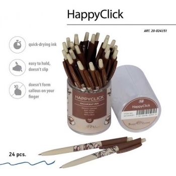 Ручка шариковая автоматическая Bruno Visconti HappyClick. Кофемания. Тирамису, 0,5мм, синяя арт.20-0241/51