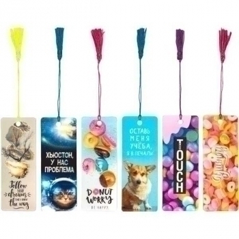 Закладка для книг, 152х57 мм, deVENTE 3D, пластик с линейкой и таблицей умножения, 6 дизайнов арт. 8065303