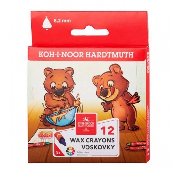 Карандаши восковые 12 цв. KOH-I-NOOR треугольные 8,2мм в карт. уп. арт.8272012010KS