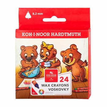 Карандаши восковые 24 цв. KOH-I-NOOR треугольные 8,2мм в карт. уп. арт.8274024010KS Карандаши восковые 24 цв. KOH-I-NOOR треугольные 8,2мм в карт. уп. арт.8274024010KS
