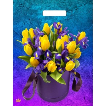 Мешок 40х31см ПВД 60мкм ламинированный с вырубной ручкой, Желтые тюльпаны арт.н00242916