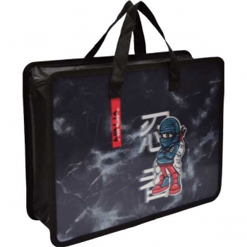 Папка А4 с ручками, пластик   33,5х26х10 см deVENTE Ninja, с текстильн. расширением, 500 мкм арт.8054329