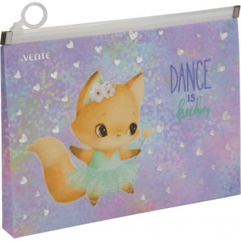 Папка на молнии  А4 deVENTE (320x245x25 мм), Dance Fox 180 мкм, полупрозр. с рисунком, арт.3072302