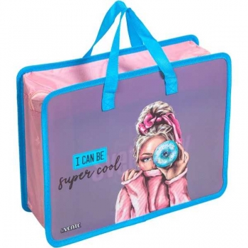 Папка А4 с ручками, пластик   33,5х26х10 см deVENTE Super Cool, с текстильн. расширением, 400 мкм, арт. 8054349