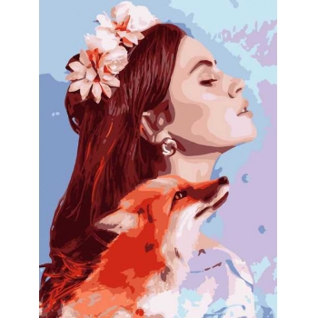 Набор для рисования по номерам, картина 28х38 см Лисий дух (основа на карт, краски, кисть) арт.Кпн-256