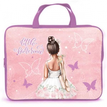 Папка А4 с ручками, на молнии, ткань, с широкой боковиной 350х265х80мм  арт.ПМД 4-20 Балерина