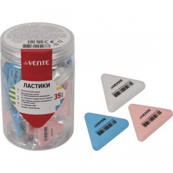 Ластик deVENTE Trio 37*37*10мм, dust-free, треугольный, цветной арт.4070902 Ластик deVENTE Trio 37*37*10мм, dust-free, треугольный, цветной арт.4070902