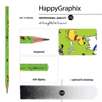 Карандаш Bruno Visconti HB ч/гр. HappyGraphix. Собачья площадка, трехгранный арт.21-0030/40