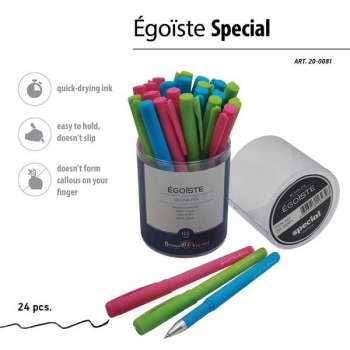 Ручка гелевая Bruno Visconti Egoiste. SPECIAL, 0,5мм, грип, черная, корпус ассорти арт.20-0081