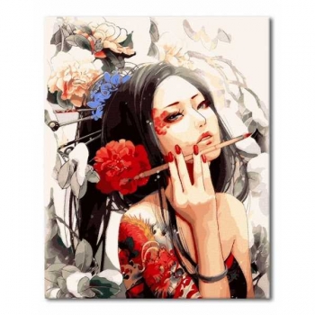 Набор для рисования по номерам, картина 40х50 см Гейша (холст на раме, акрил. кр,3 кисти) арт.VP279 Набор для рисования по номерам, картина 40х50 см Гейша (холст на раме, акрил. кр,3 кисти) арт.VP279