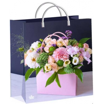 Мешок 26х24х9см мягкий пластик 140мкм ламинированный с пластиковой ручкой, Цветочный презент арт.н00242784
