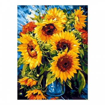 Набор для рисования по номерам, картина 28х38 см Подсолнухи (основа на карт, краски, кисть) арт.Кпн-264