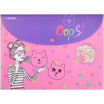 Папка-конверт А4 (320x230мм) на кнопке deVENTE Oops!, 300 мкм, декоративный элемент с конфетти арт.3079264 Папка-конверт А4 (320x230мм) на кнопке deVENTE Oops!, 300 мкм, декоративный элемент с конфетти арт.3079264