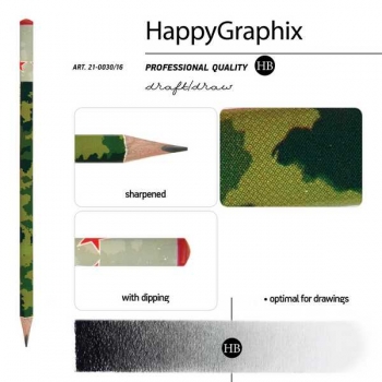 Карандаш Bruno Visconti HB ч/гр. HappyGraphix. Милитари, трехгранный арт.21-0030/16