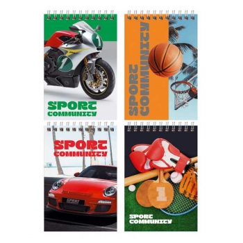 Блокнот А6 40л на гребне BG Sport community в клетку арт.Б6гр40 12213