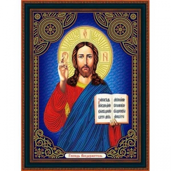 Алмазная мозаика 30*40см, частичная выкладка Иконы Господь Вседержитель арт.ZJB010_синяя Алмазная мозаика 30*40см, частичная выкладка Иконы Господь Вседержитель арт.ZJB010_синяя