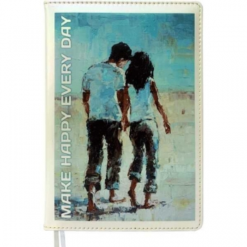 Ежедневник А5 145*205 мм, недатир. deVENTE Couple 320 стр, перламутровый, тв. обл, тв. обл, перф, закр.уг, арт.2234479